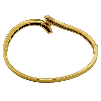 14ct gold Ruby / Diamond hinged Bangle